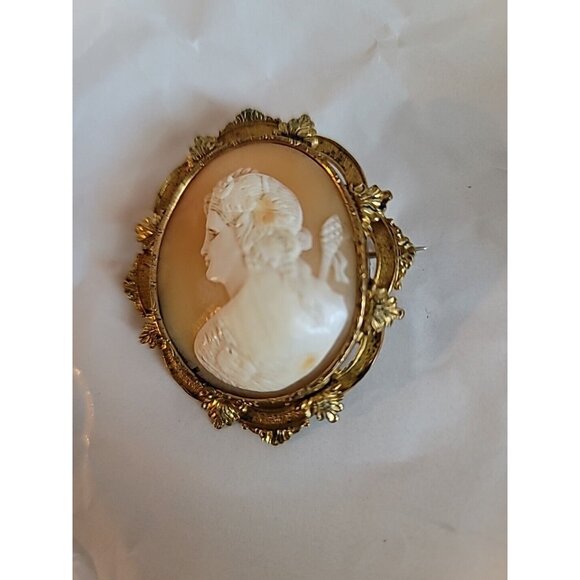 Antique 1900s Hand Carved Shell Cameo Brooch STUNNING - Picture 9 of 16